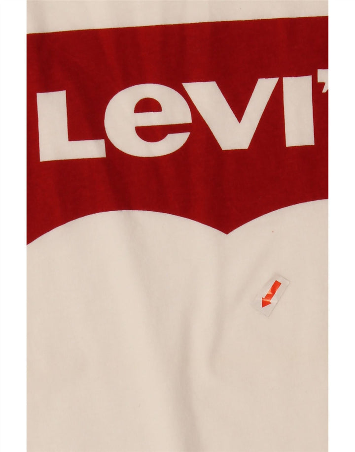 T-shirt grafica da donna LEVI'S Top UK 10 piccola in cotone bianco