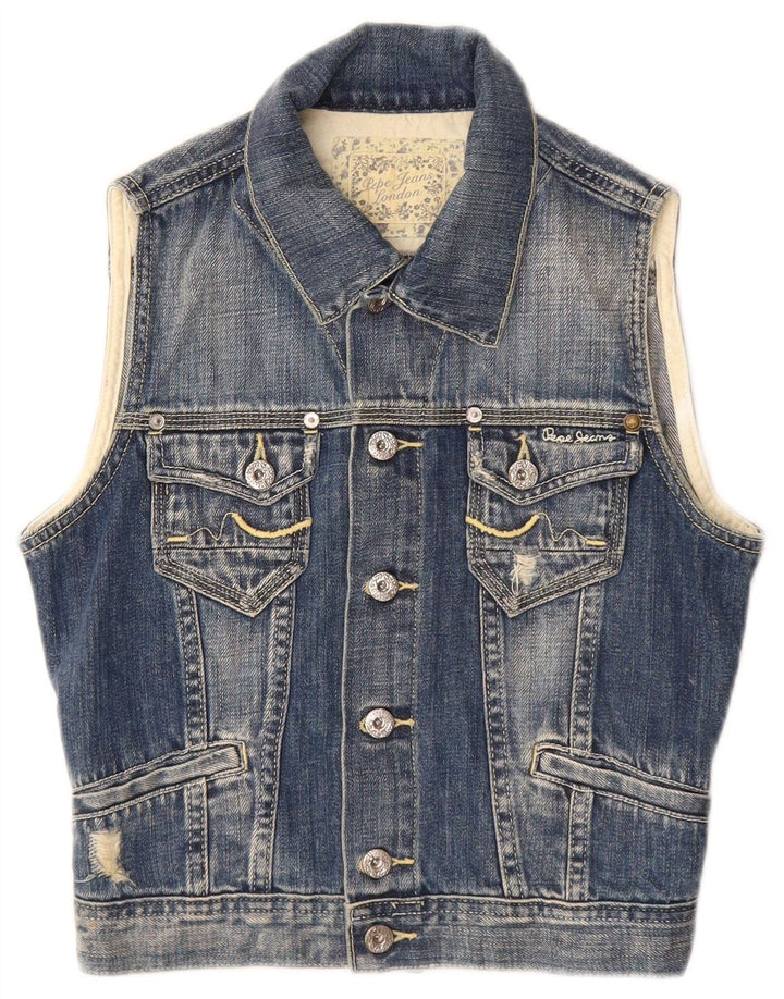 PEPE Jeans Gilet da bambino in denim invecchiato 7-8 anni in cotone blu medio