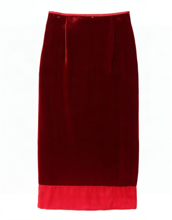 Gonna dritta in velluto da donna Monsoon UK 14 Medium W30 Maroon Colourblock