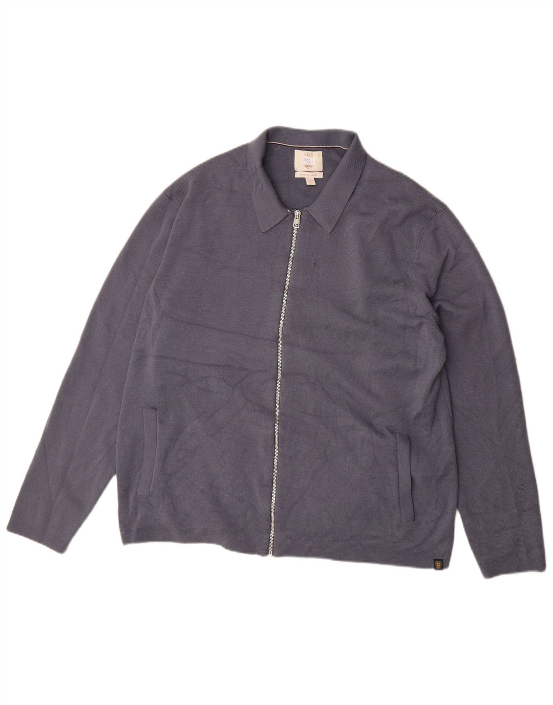 Maglione cardigan da uomo Marks & Spencer XL in lana merino blu