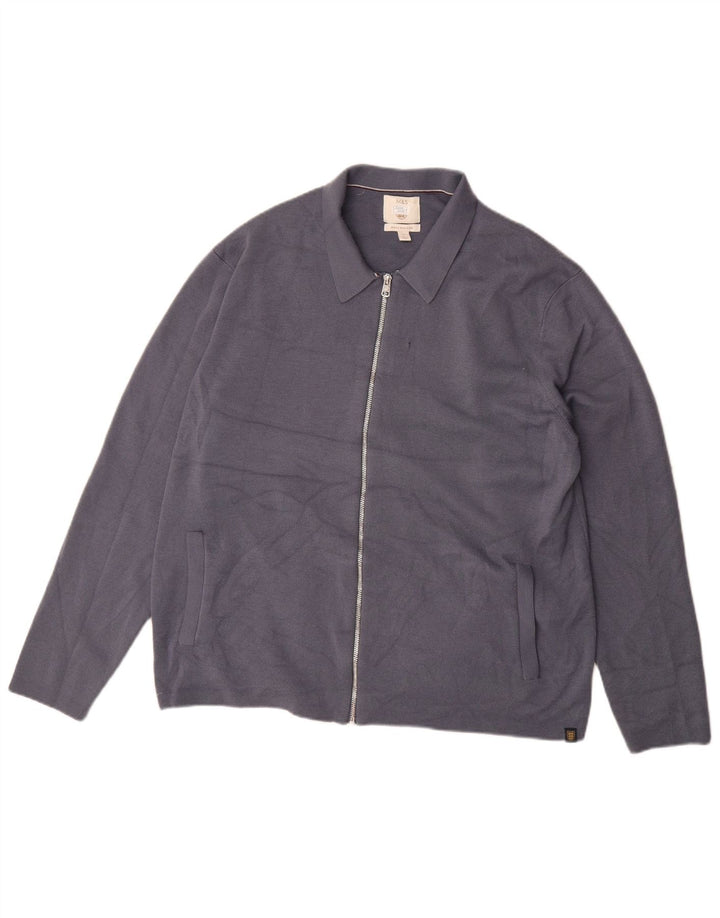 Maglione cardigan da uomo Marks & Spencer XL in lana merino blu