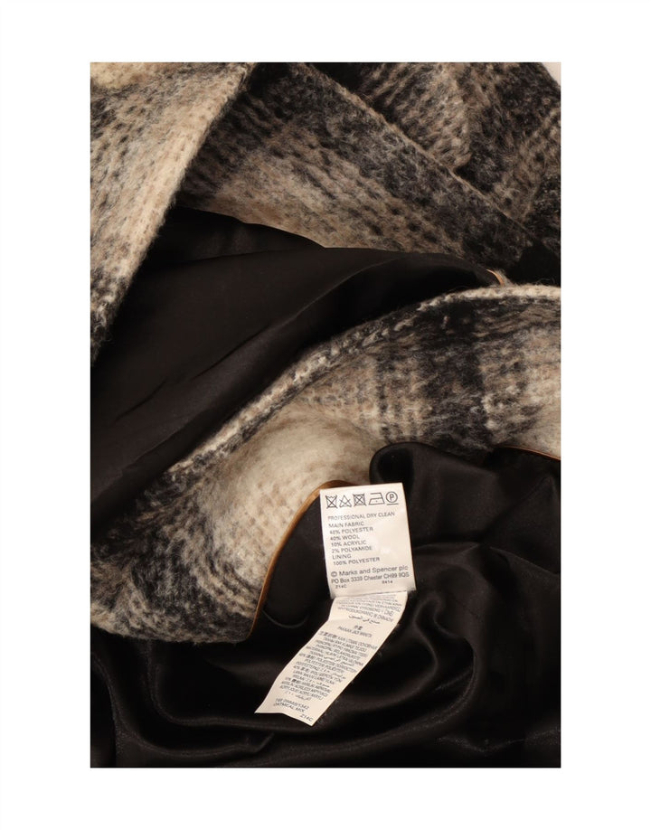 Cappotto doppiopetto da donna Marks & Spencer UK 14 grande quadri beige