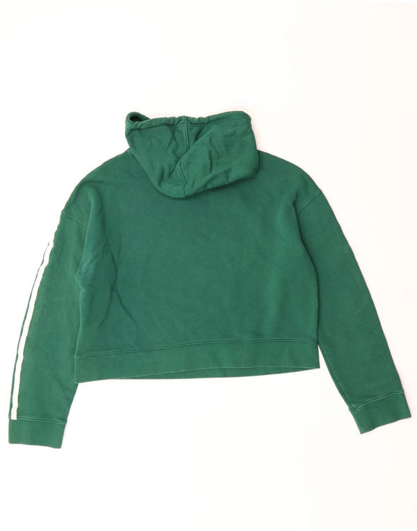 Maglione corto con cappuccio oversize da donna ADIDAS UK 10 piccolo cotone verde