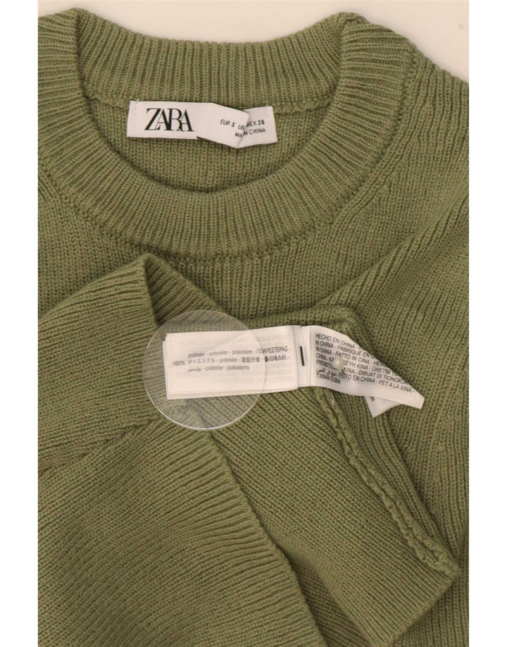 T-shirt corta da donna Zara UK 8 piccola verde poliestere