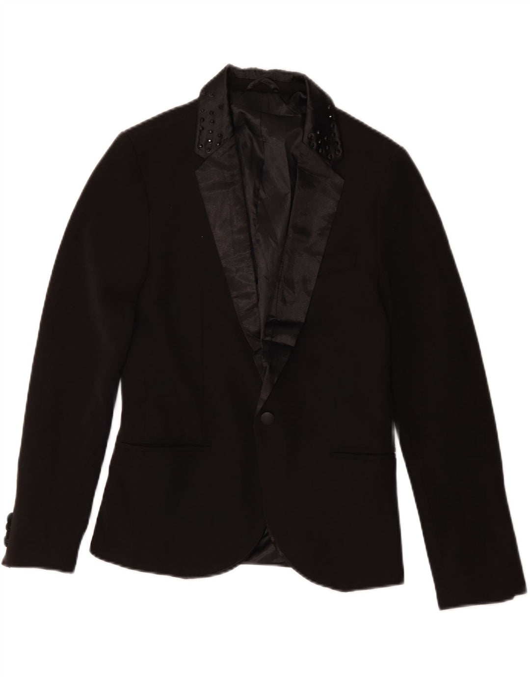 Giacca Blazer a 1 Bottone ZARA da Donna UK 10 Piccola in Poliestere Nero