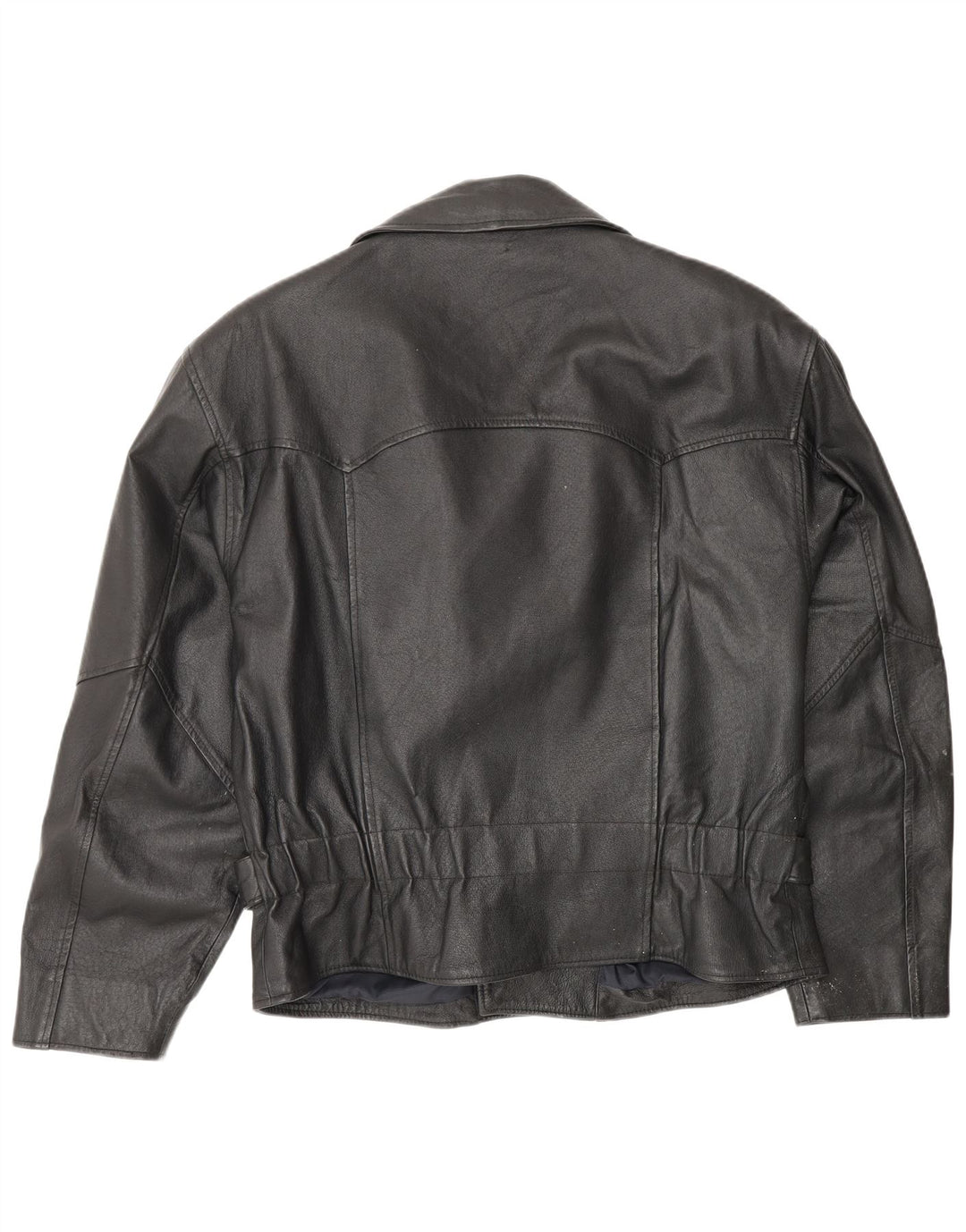 Giacca da motociclista in pelle da uomo vintage UK 38 Pelle nera media