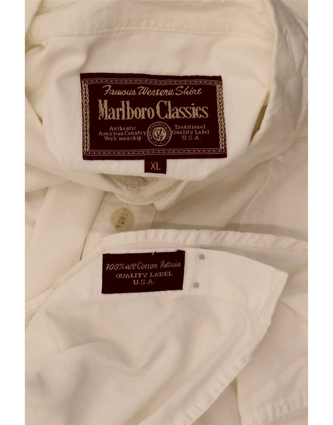 Camicia a maniche corte da uomo Marlboro Classics XL in cotone bianco