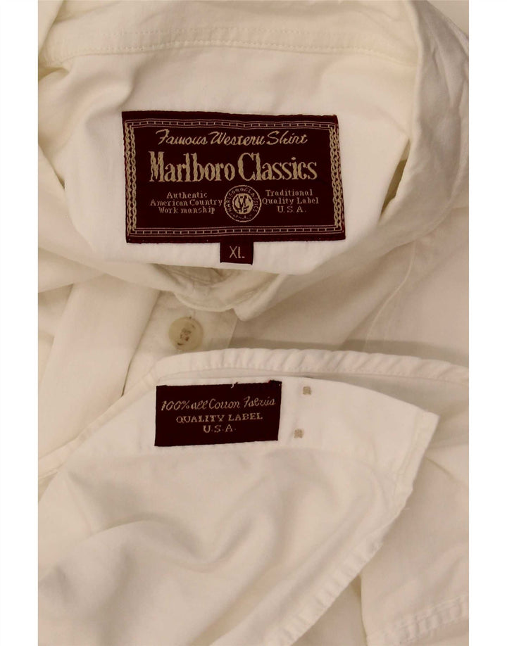 Camicia a maniche corte da uomo Marlboro Classics XL in cotone bianco