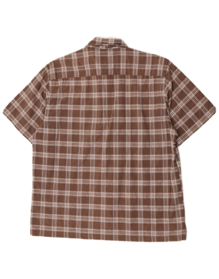 Camicia a maniche corte da uomo Lerros, cotone a quadri marroni grandi