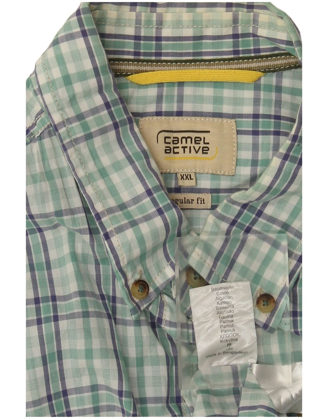 Camicia da uomo a maniche corte vestibilità regolare Camel Active 2XL cotone a quadri verde