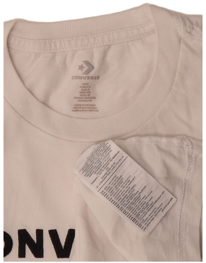 T-shirt grafica da donna Converse Top UK 10 piccola in cotone bianco