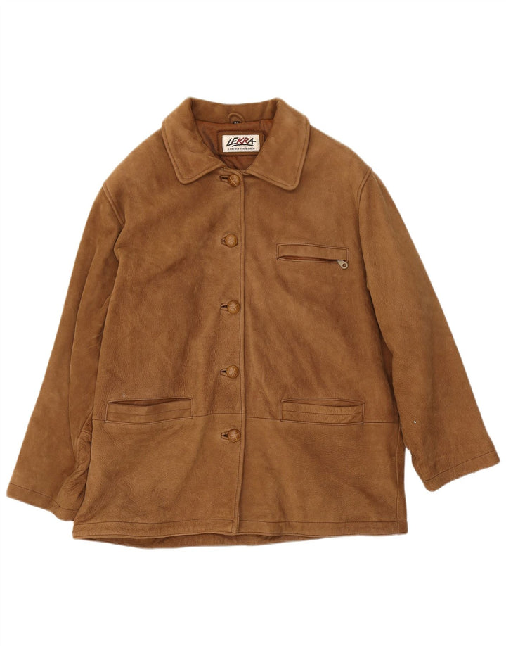Giacca in pelle scamosciata da donna Lekra EU 42 grande in pelle marrone