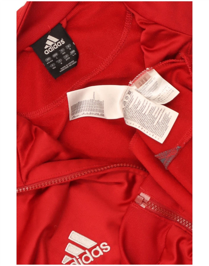 Giacca da tuta da uomo Adidas UK 44/46 Large Rosso Colourblock Poliestere