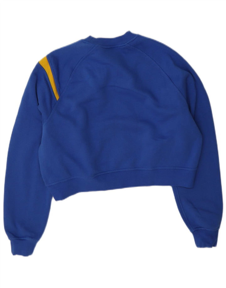 Felpa corta Nike da donna con grafica, maglione UK 14, cotone blu medio
