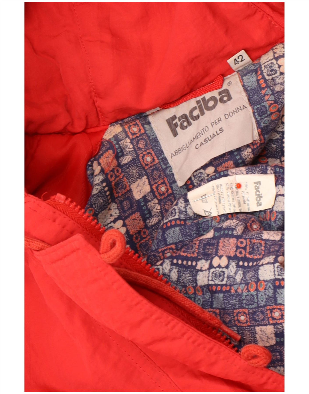 Giacca imbottita oversize con cappuccio da donna Faciba EU 42 Large Rosso Poliammide