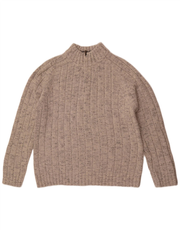 Maglione da donna Marks & Spencer con zip e collo UK 16 grande grigio screziato