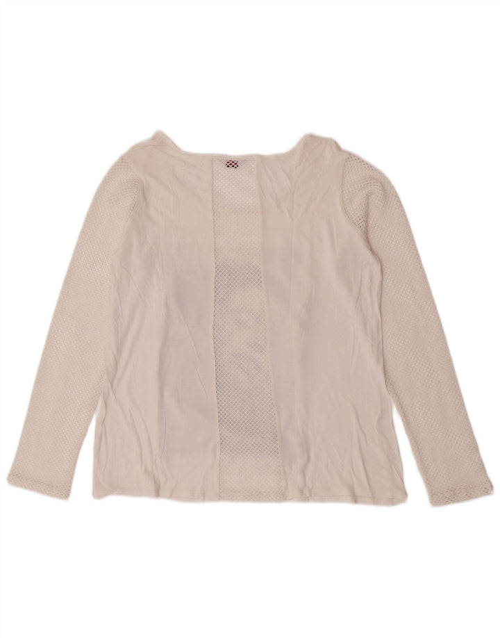 Guess Maglietta grafica da donna a maniche lunghe UK 14 Medio Bianco