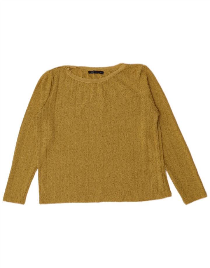 Marks & Spencer Top corto da donna a maniche lunghe UK 12 Poliestere giallo medio