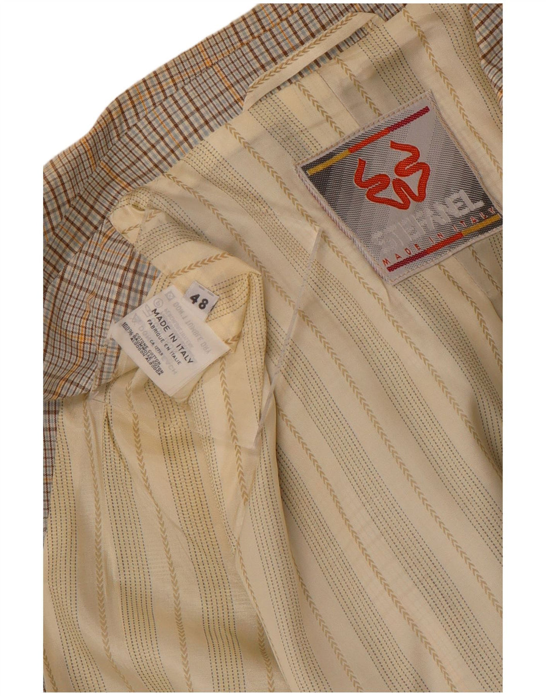 Giacca blazer da uomo a 2 bottoni Stefanel IT 48 cotone a quadri beige medio