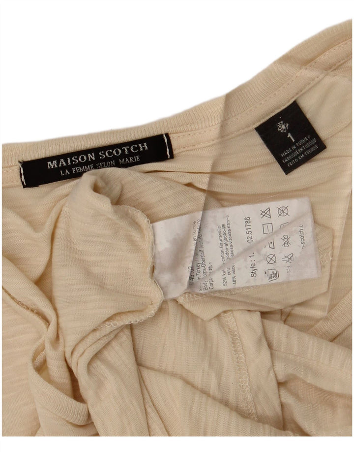 T-shirt da donna Maison Scotch taglia 1 piccola in cotone beige