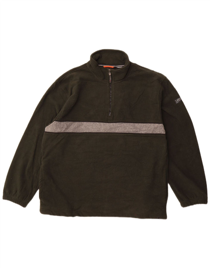 Maglione in pile da uomo con zip e collo IZOD, grande color kaki