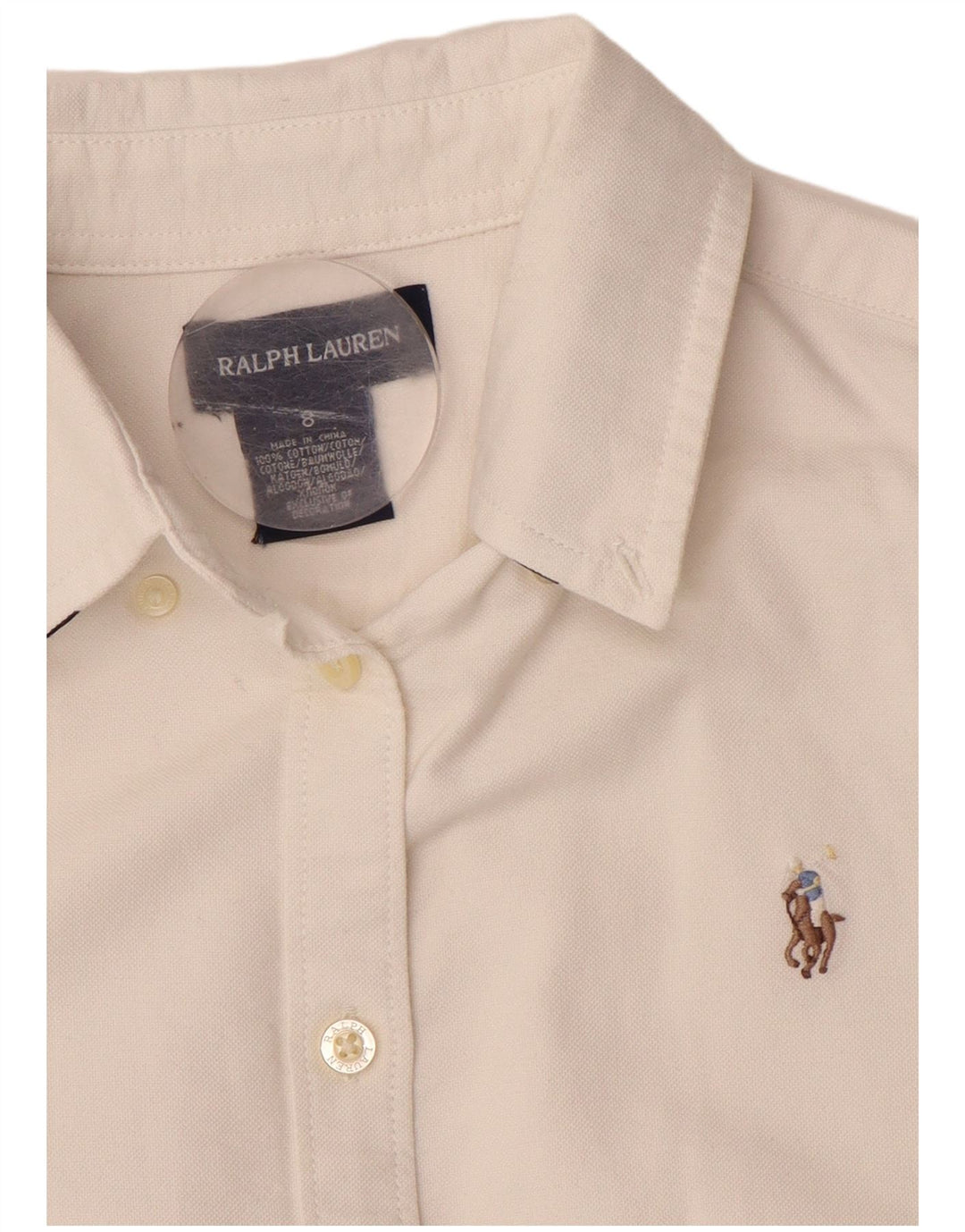 RALPH LAUREN Abito chemisier per bambina 7-8 anni in cotone bianco