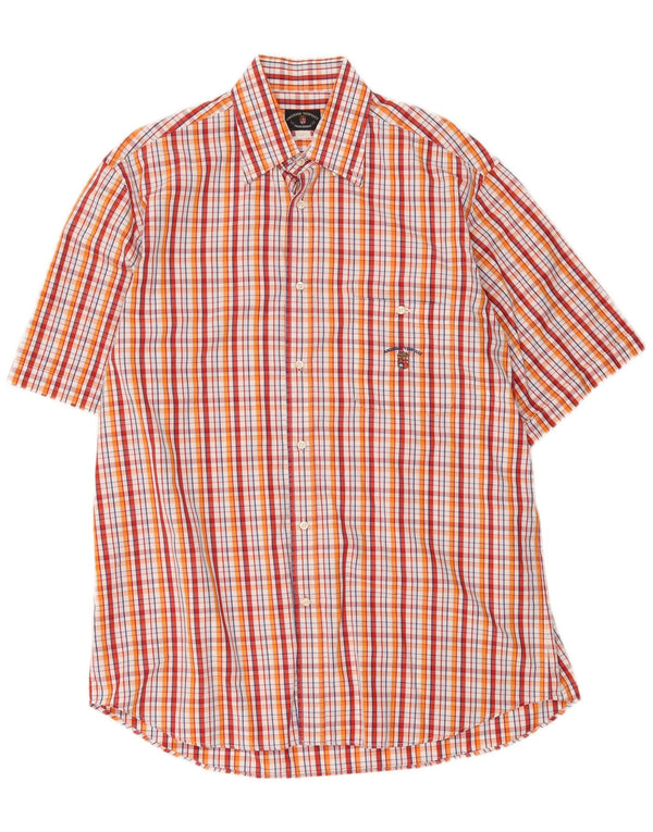 Amerigo Vespucci Mens Short Sleeve Shirt XL Red Check Cotton
