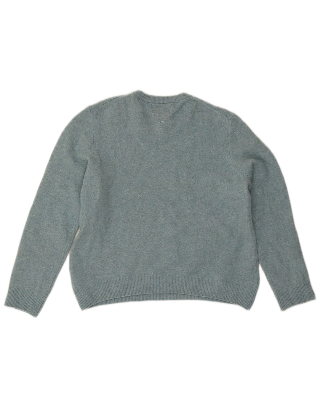 Maglione maglione girocollo da donna Marks & Spencer UK 14 Lana d'agnello blu grande