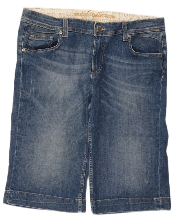 Bermuda in denim da donna Marks & Spencer UK 18 XL W38 cotone blu