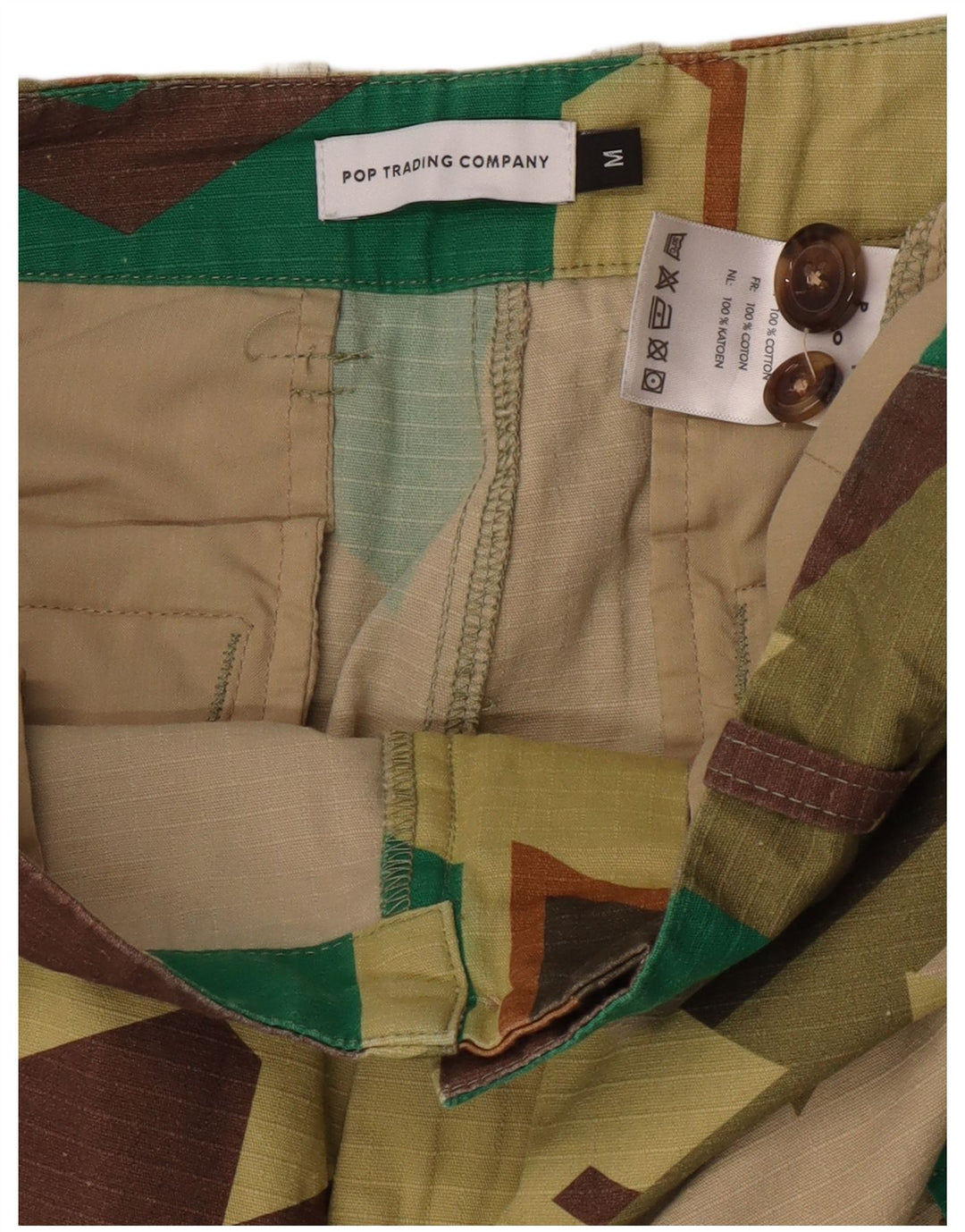 Pantaloni cargo vintage da uomo medi W32 L28 in cotone geometrico multicolore
