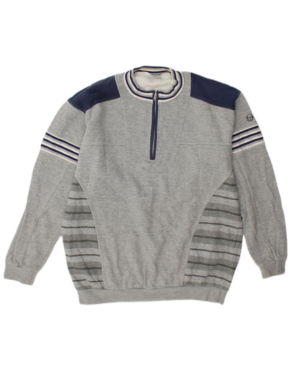 Sergio Tacchini Felpa da uomo con zip e collo maglione XL grigio color block