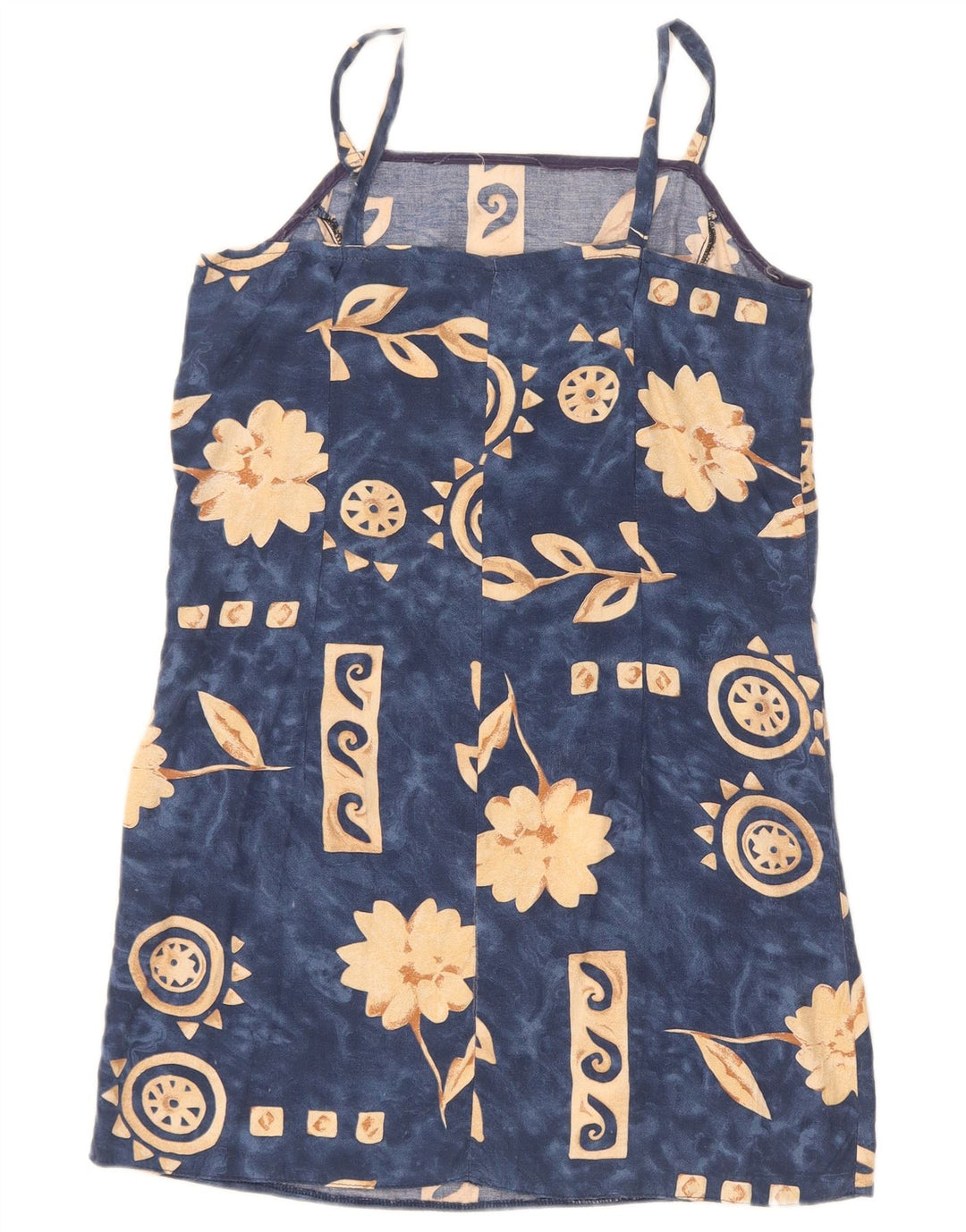 Prendisole vintage da donna UK 10 piccolo floreale blu navy