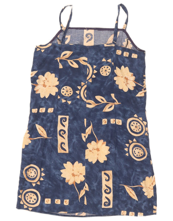Prendisole vintage da donna UK 10 piccolo floreale blu navy