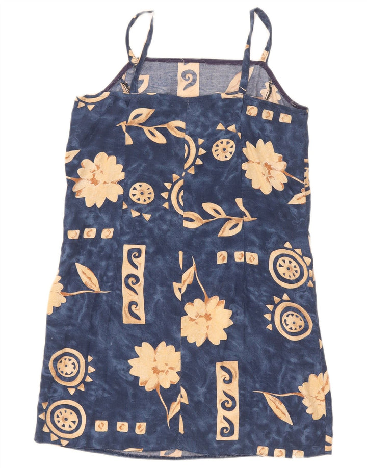 Prendisole vintage da donna UK 10 piccolo floreale blu navy