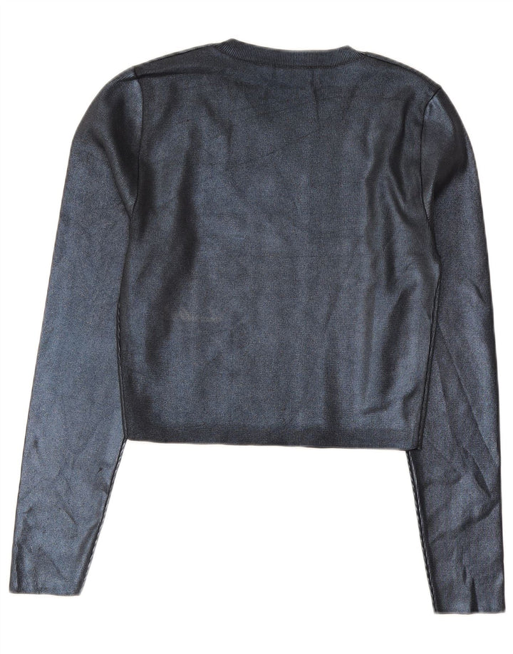 Top corto da donna Zara UK 18 XL poliestere blu navy
