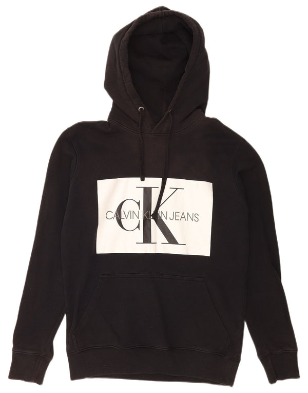 Maglione con cappuccio grafico da uomo Calvin Klein Jeans piccolo nero