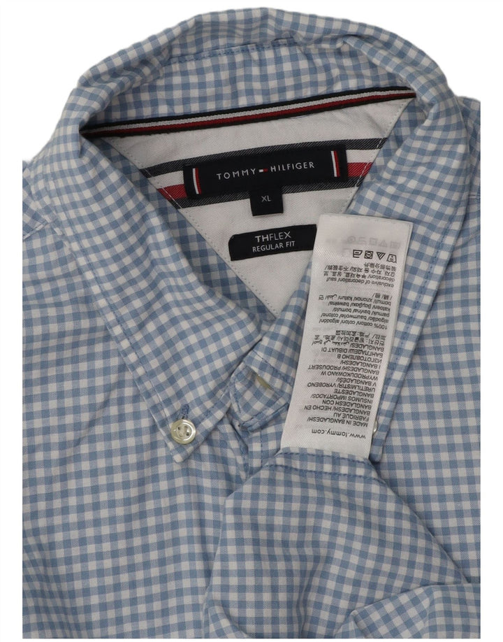 TOMMY HILFIGER Camicia da uomo vestibilità regolare XL in cotone a quadri blu