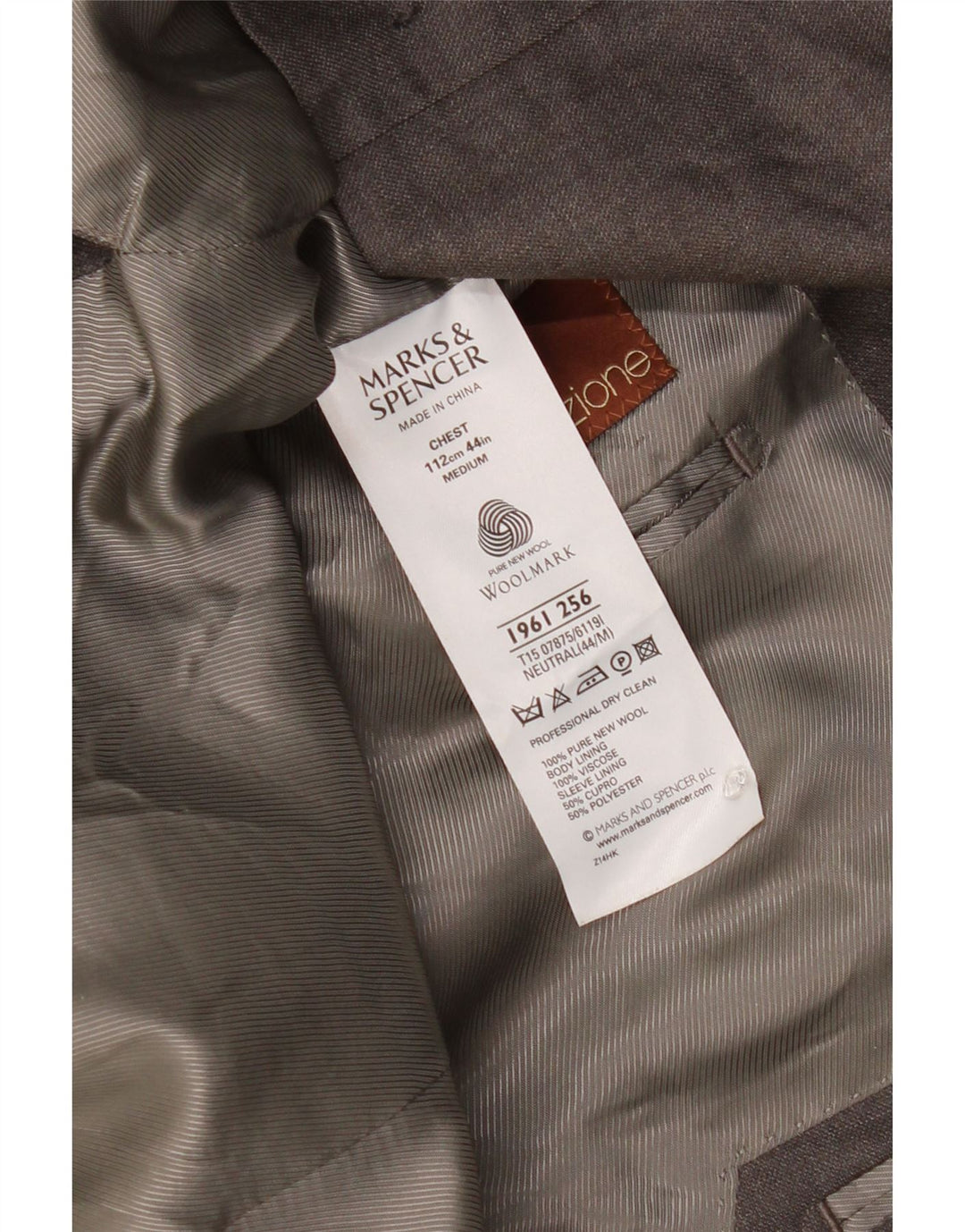 Giacca blazer a 3 bottoni da uomo Marks & Spencer UK 44 XL grigio lana vergine
