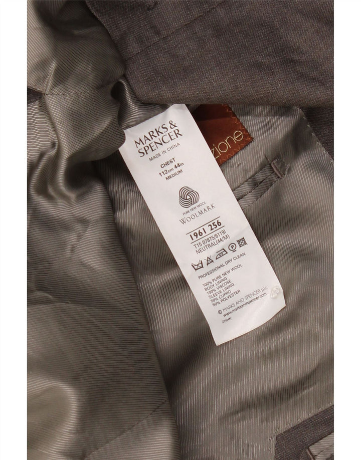Giacca blazer a 3 bottoni da uomo Marks & Spencer UK 44 XL grigio lana vergine