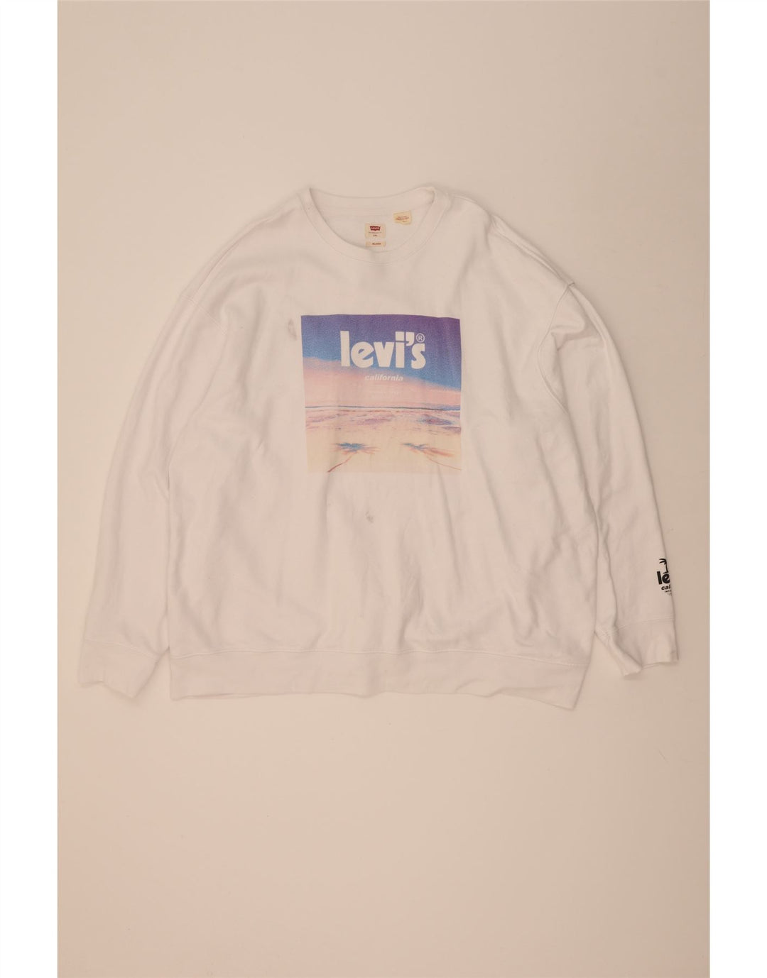 Levi's Uomo Felpa con vestibilità comoda grafica Maglione 2XL Cotone bianco