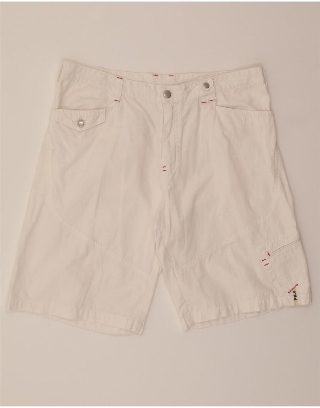 FILA Mens Cargo Shorts W38 XL White Cotton Vintage Fila and Second-Hand Fila from Messina Hembry 