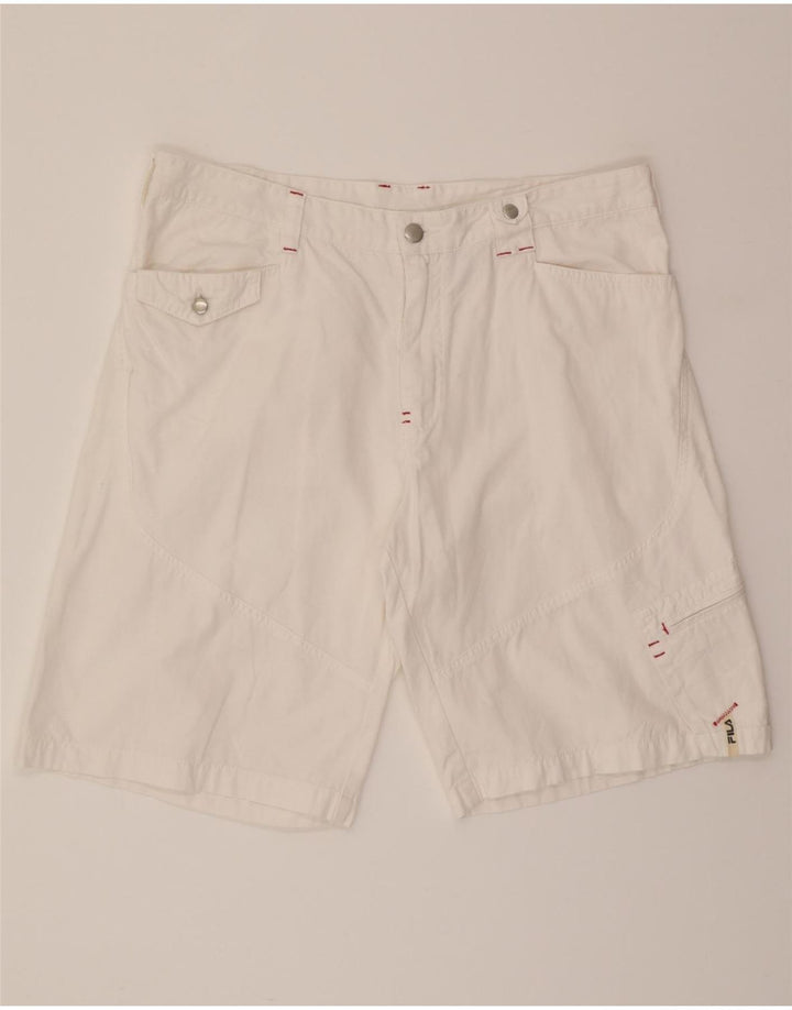 FILA Mens Cargo Shorts W38 XL White Cotton Vintage Fila and Second-Hand Fila from Messina Hembry 