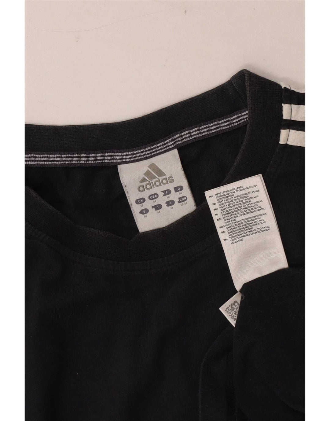 Top Adidas da uomo a maniche lunghe in cotone nero medio