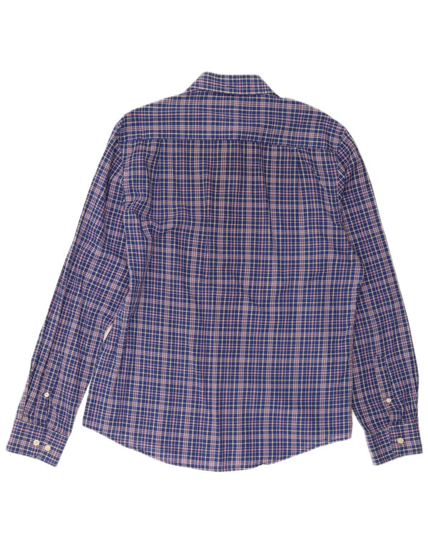 CREW CLOTHING Camicia casual da uomo in cotone a quadri blu grandi