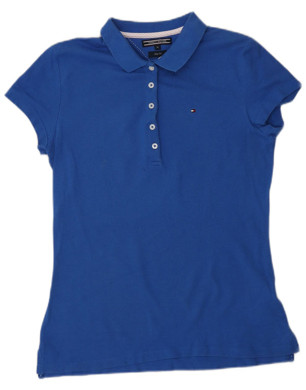 TOMMY HILFIGER Polo da donna slim fit UK 12 cotone blu medio