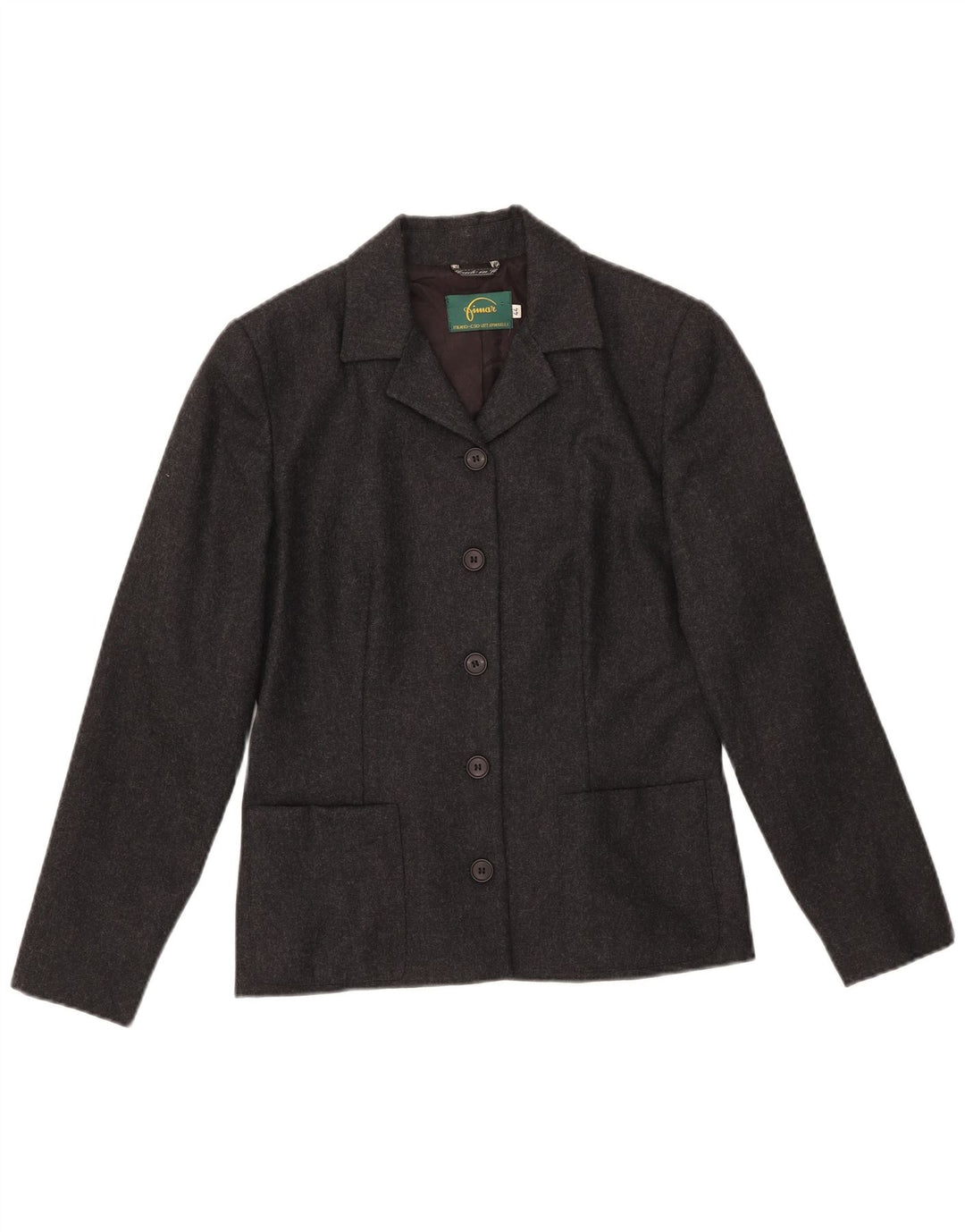Giacca blazer da donna a 5 bottoni VINTAGE IT 44 Lana screziata grigio medio