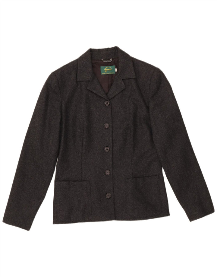 Giacca blazer da donna a 5 bottoni VINTAGE IT 44 Lana screziata grigio medio