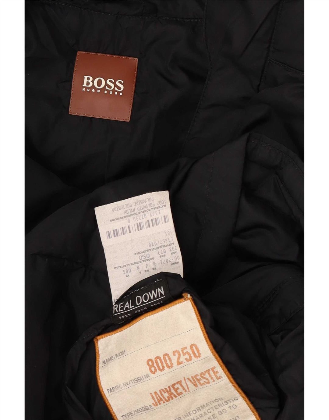 Cappotto imbottito con cappuccio da uomo Hugo Boss IT 50 Large Nero in poliammide