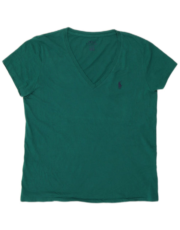 T-shirt da donna Polo Ralph Lauren Top UK 12 cotone verde medio