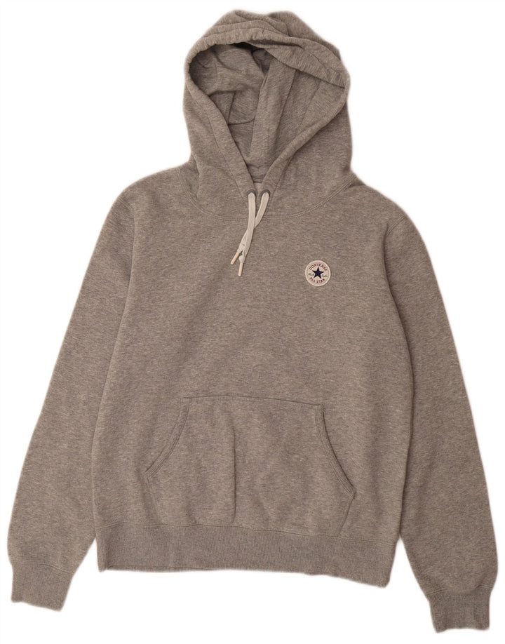 CONVERSE Felpa con cappuccio da donna UK 16 Large Grigio Cotone